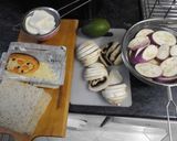 A picture of step 2 of Purple Eggplant with Mushrooms and Avocado.