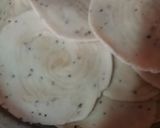 A picture of step 8 of Seven layered puris.