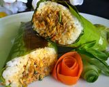Foto langkah ke 10 dari resep Nasi Bakar Uduk Tongkol Suwir Pedas Kemangi.