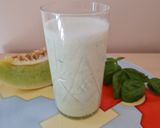 A picture of step 2 of Melon, Basil, and Ginger Lassi 🇮🇳.