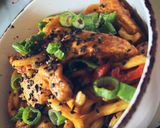 Makaron Udon z kurczakiem, marchewką i zieloną cebulką krok przepisu 8 zdjęcie