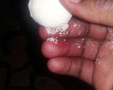 A picture of step 1 of Coconut laddo.