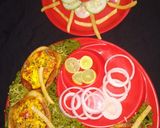 A picture of step 12 of Potato boat loaded with paneer bhurji in green peas gravy.