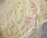 A picture of step 6 of Spaghetti alla pescatora povera. Poor fisherman's spaghetti.