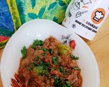 A picture of step 4 of Brinjal karahi.