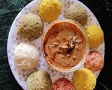 A picture of step 5 of Idlis with Chana dal Chutney.