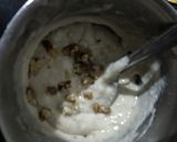 A picture of step 3 of Vegan banana nut muffins- with crunchy oat topping.