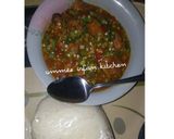 A picture of step 1 of Tuwon semo wif okro soup.