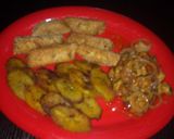 A picture of step 3 of Yamgarrita with plantain and sauce.