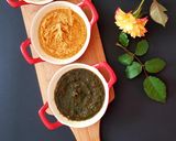 A picture of step 8 of Trio Chutneys - Coconut, Peanut and Coriander Chutney dips.