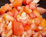 A picture of step 1 of Tomato mushroom tofu soup.