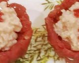 A picture of step 6 of Strawberry katori filled with butter cream.