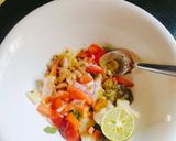 A picture of step 1 of Monaco Biscuit Sev puri / Monaco Sandwich.