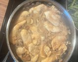 A picture of step 4 of Chicken Marsala: with mashed potatoes and garlic green beans.