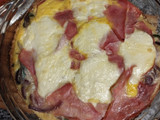 Tarta de verduras, jamón y queso sin masa: 1 zapallito + 1 cebolla