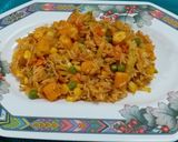 A picture of step 5 of Schezwan Fried Rice.