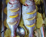 Foto del paso 5 de la receta: Besugos al horno con patatas, infusionados con aceite de tomillo