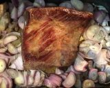 A picture of step 2 of California Farm Brisket for Passover with Dates, Mushrooms and Potato Kugel.