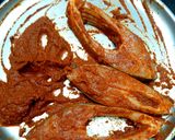 A picture of step 3 of Katla fish biryani in electric rice cooker.