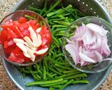 A picture of step 1 of Cluster beans (Guvar phali) and onion subji.