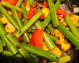 A picture of step 3 of Drumsticks pumpkin sweet sour curry.