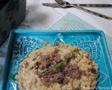 A picture of step 16 of Venison sausages risotto.