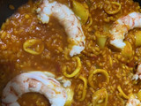 Arroz integral con calamares y gambón
