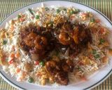 A picture of step 5 of Fried rice 🍚 with Kung pao prawns 🍤.