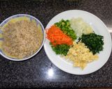A picture of step 1 of Brown Fried Rice with Vegetables.