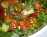 A picture of step 2 of Diced beef stir fry and veges.