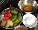 A picture of step 2 of Fish curry with vegetables.