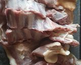 A picture of step 1 of Spicy Mbuzi Ulaya aka Pork Meat, with some honey#authormarathon#.
