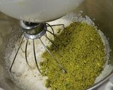 A picture of step 2 of Basbusa with Pistacio Cake.