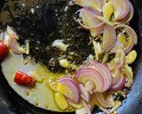 A picture of step 3 of Kochu Ghoti or Arbi Dal.