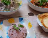 Hình bước làm 5 của món Cơm rang rau dền đỏ và các món dùng kèm