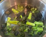 A picture of step 2 of Boiled purple sprouting broccoli with ginger and soy sauce in 5 mins.