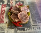 Foto del paso 5 de la receta Timbal de atún rojo con pimientos asados