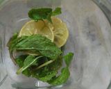 A picture of step 1 of Blue lagoon mojito.
