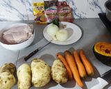 Foto del paso 1 de la receta: Sopa crema de verduras mixtas, con arroz y pollo, para mi familia 🥣