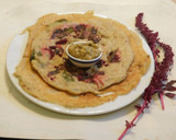 A picture of step 5 of A Healthy Adai Dosai with Quinoa with red amaranth leaves.