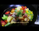 A picture of step 4 of Chicken steak & stir fry vegetables.