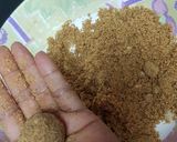 A picture of step 5 of Besan laddo with gud powder.