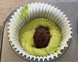 A picture of step 6 of Matcha and Red Bean Cupcakes with Matcha Buttercream Frosting.