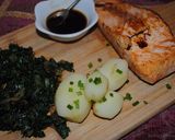 A picture of step 11 of Salmon fish with turmeric-ginger rice OR with Spinach puree.