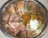 A picture of step 1 of Spicy Honey-Yogurt Mutton Kababs with sautéed veggies.
