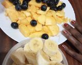 A picture of step 1 of Blueberry mango and banana smoothie #themechallenge.