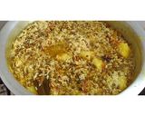 A picture of step 4 of Masur Pulao.