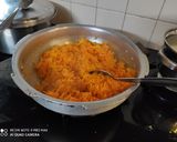 A picture of step 2 of Carrot Burfi.