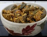 A picture of step 4 of Achari Bhindi.