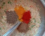 A picture of step 1 of Veggie Oats Chilla with green chutney.